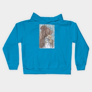 Kitten on the Girl's Shoulder Kids Hoodie